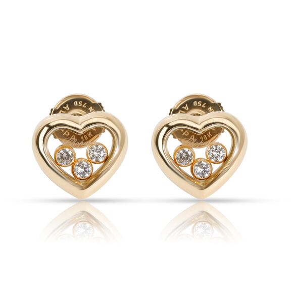 Chopard Jewelry - Chopard Floating Happy Diamonds Heart Stud Earrings in 18K Yellow Gold